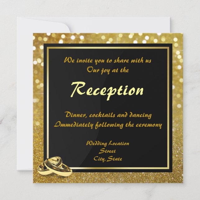 Invitation Bagues de mariage scintillantes élégantes - Récept (Devant)