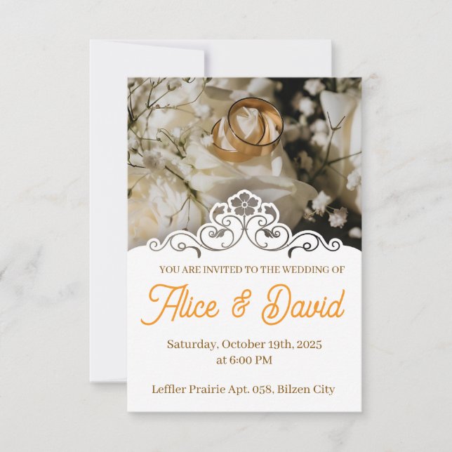 Invitation Bagues de photo noir simple (Devant)