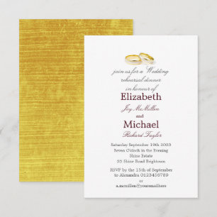 Invitation Bagues d'or Soirée de répétition de mariage élégan