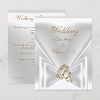 Invitation Bagues Élégantes de Mariage en Or Blanc