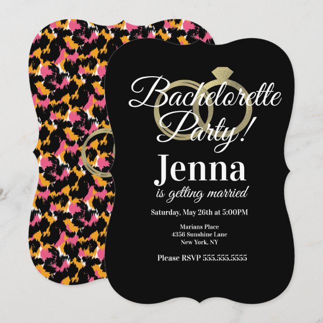 Invitation Bagues en feuille pour enterrement de vie de jeune (Devant / Derrière)