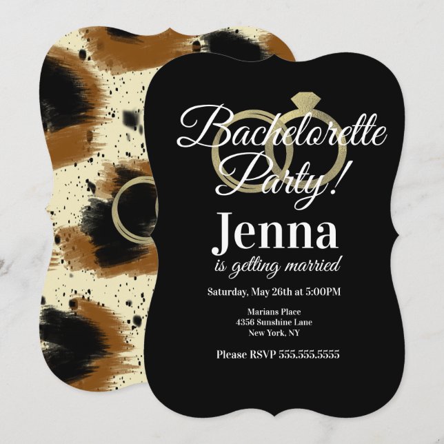 Invitation Bagues en feuille pour enterrement de vie de jeune (Devant / Derrière)