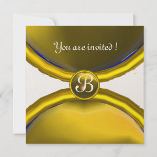 Invitation BAGUES MAGIQUES, MONOGRAMME gemme jaune champagne