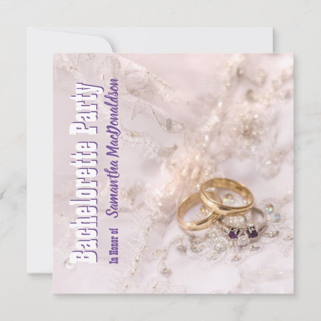 Invitation Bagues mariages et robe de soirée bachelorette (Devant)