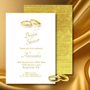 Invitation Bagues or mariage Fête des mariées élégante