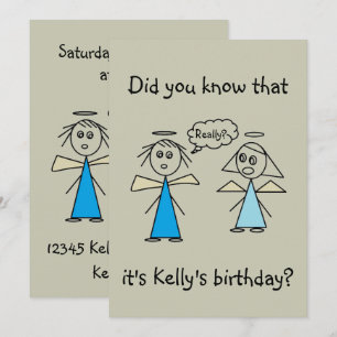 Invitation Baguette adorable Figure Angels Fête d'anniversair