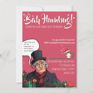 Invitation Bah Humbug Fête de Noël – Amusement de vacances gr
