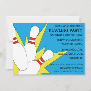 Invitation Bahama Blue 7-10 Split Bowling fête d'anniversaire