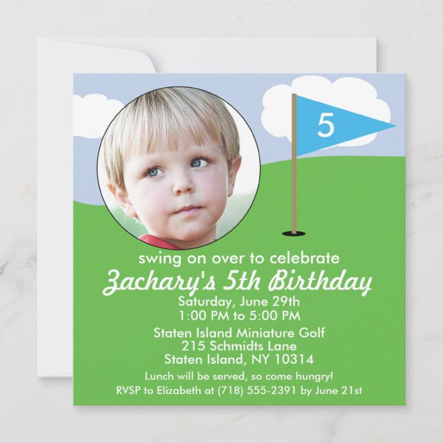 Invitation Bahama Blue Hole in One Photo Mini Golf Party (Devant)