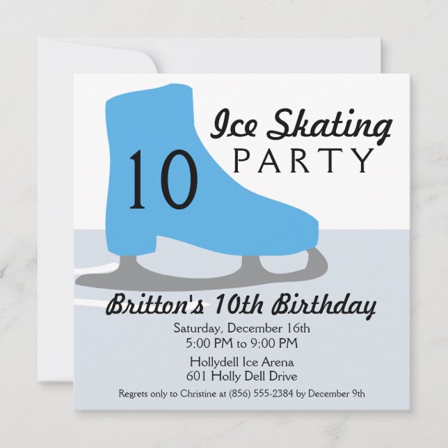 Invitation Bahama Blue Skate Date Ice Skate Birthday Party (Devant)