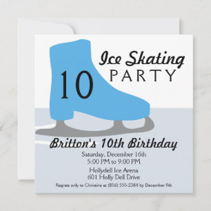Invitation Bahama Blue Skate Date Ice Skate Birthday Party