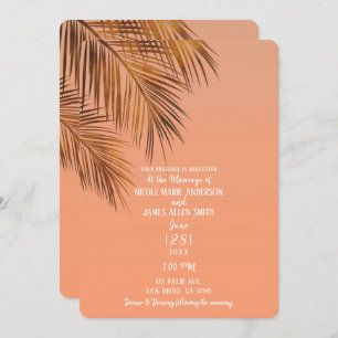 Invitation Bahama Breeze Bronze Palm Coral Peach Mariage