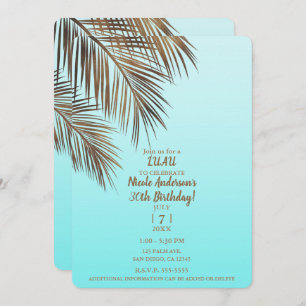 Invitation Bahama Breeze Copper Palm Aqua Blue Anniversaire P