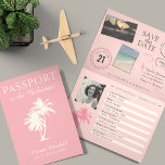 Invitation Bahamas 21E Anniversaire Passeport rose<br><div class="desc">Un cadeau amusant 21ST Anniversaire Surprise! Avez-vous besoin d'une façon amusante de faire un voyage en cadeau! Envoyez un passeport avec toutes les informations. J'ai inclus deux photos que j'ai prises en vacances pour que vous puissiez garder ces photos ou ajouter les vôtres. LES COULEURS SERONT IMPRIMÉES DANS LES TONS...</div>