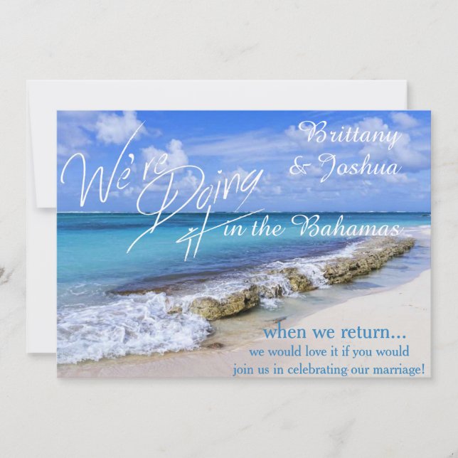 INVITATION BAHAMAS BEACH SHORE MARIAGE (Devant)