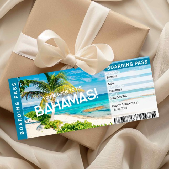 Invitation Bahamas Surprise Trip Boarding Pass Gift Card (Créateur téléchargé)