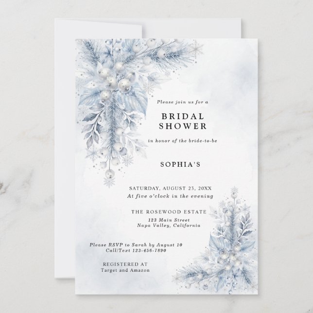 Invitation Baie blanches gelées Baby Shower d'hiver (Devant)