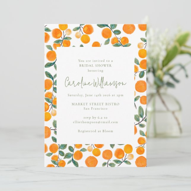 Invitation Baie d'été à l'aquarelle Orange Fête de mariage (Debout devant)