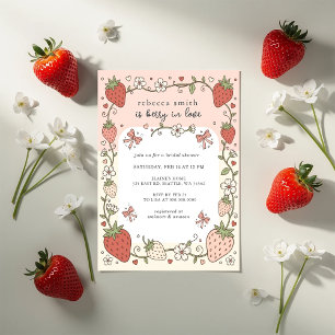 Invitation Baie en amour douche de mariée à la fraise