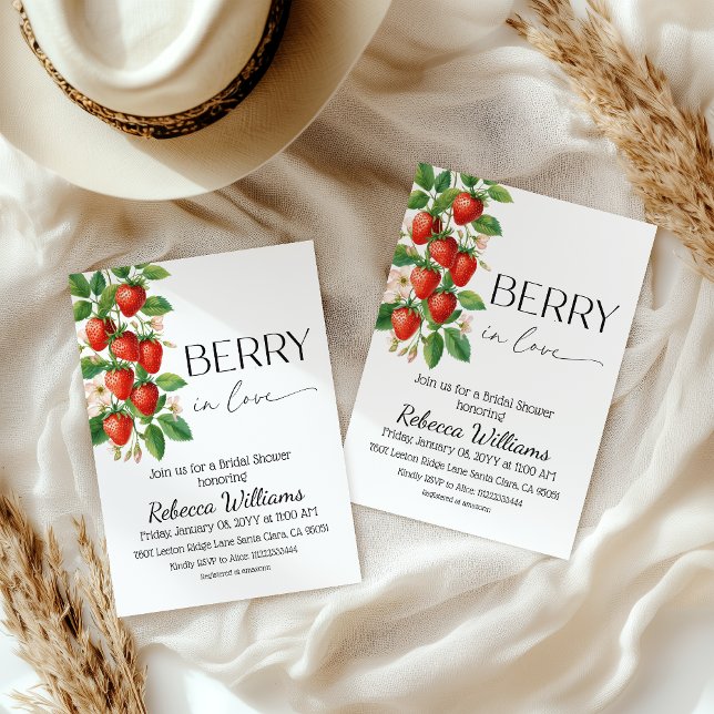Invitation Baie Rustique en Amour Fête de Mariage de Fraise (Créateur téléchargé)