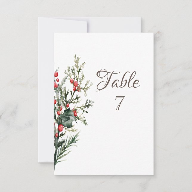 Invitation Baies de houx en aquarelle verdure (Devant)