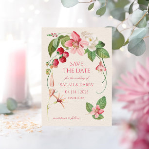 Invitation Baies de jardin rose pâle Sauvez la date