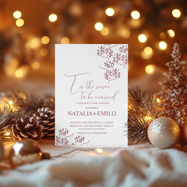 Invitation Baies de Noël Élégant Mariage de Fêtes  (Créateur téléchargé)