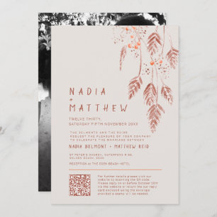 Invitation Baies d'herbe tassées couleur terre cuite aquarell