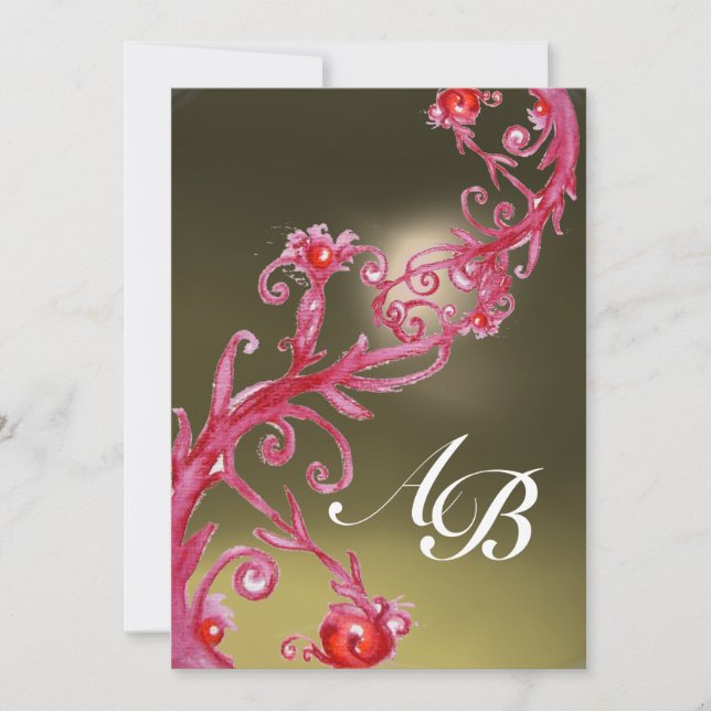 Invitation BAIES MAGIQUES 3, agate rouge MONOGRAMME (Devant)