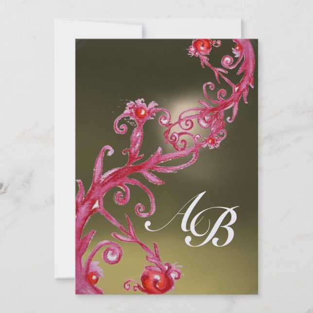 INVITATION BAIES MAGIQUES 3, GLACE RUBIS MONOGRAMME (Devant)
