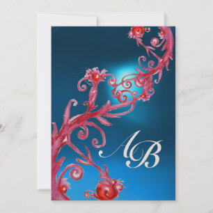 Invitation BAIES MAGIQUES 4, champagne saphir rouge MONOGRAMM