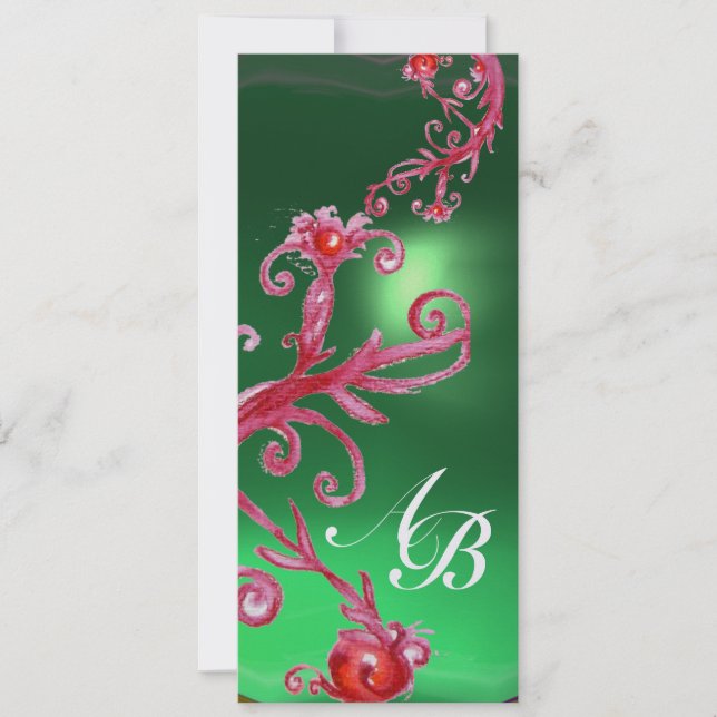 INVITATION BAIES MAGIQUES 4, GLACE DE JADE ROUGE MONOGRAMMÉE (Devant)