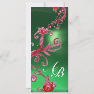 INVITATION BAIES MAGIQUES 4, GLACE DE JADE ROUGE MONOGRAMMÉE