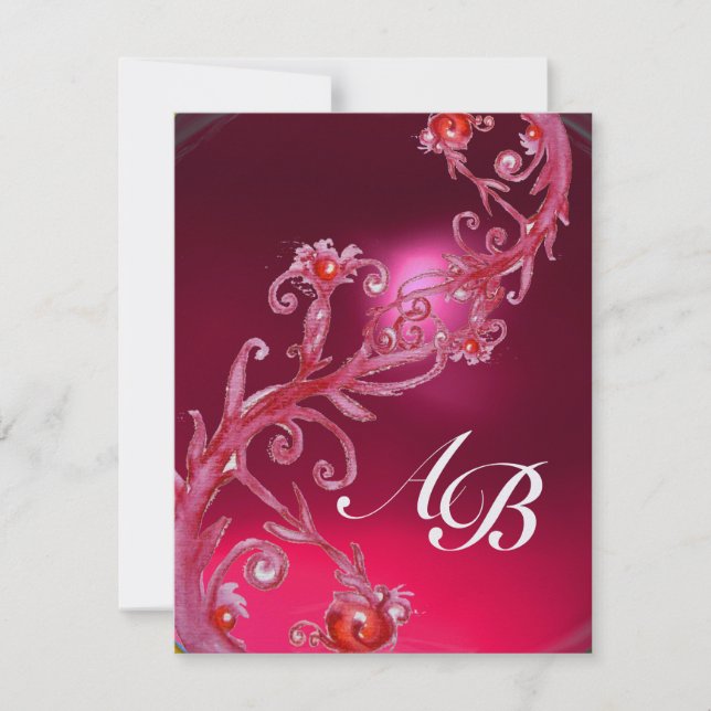 INVITATION BAIES MAGIQUES 4, GLACE RUBIS ROUGE MONOGRAMME (Devant)