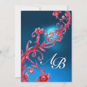 INVITATION BAIES MAGIQUES 4, GLACE SAPHIR ROUGE MONOGRAMME