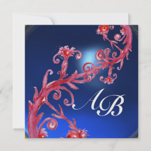 INVITATION BAIES MAGIQUES 4, GLACE SAPHIR ROUGE MONOGRAMME