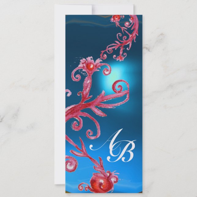 INVITATION BAIES MAGIQUES 4, GLACE SAPHIR ROUGE MONOGRAMME (Devant)