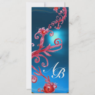 INVITATION BAIES MAGIQUES 4, GLACE SAPHIR ROUGE MONOGRAMME