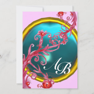 Invitation BAIES MAGIQUES 4, MONOGRAMME agate rouge