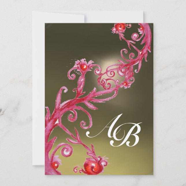 Invitation BAIES MAGIQUES 4, MONOGRAMME agate rouge (Devant)