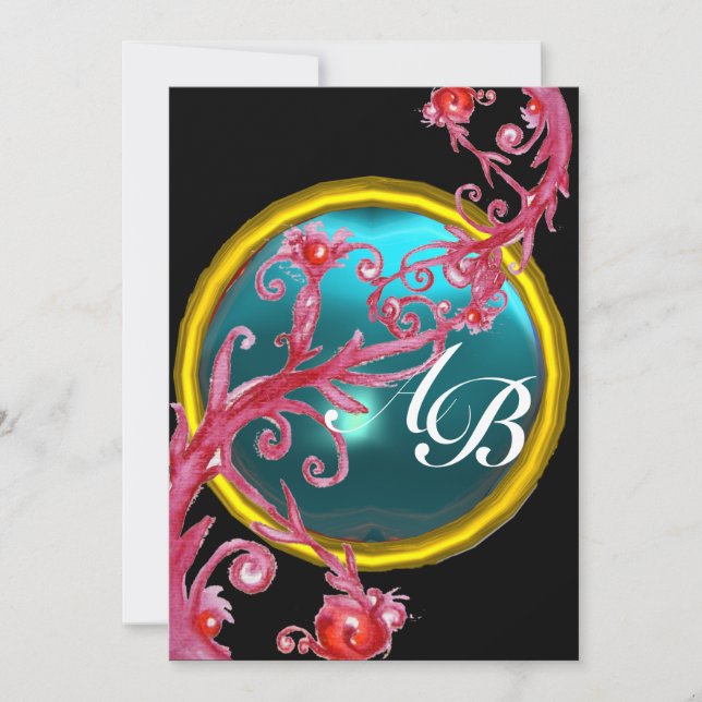 Invitation BAIES MAGIQUES 4, MONOGRAMME agate rouge (Devant)