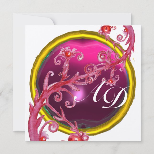 Invitation BAIES MAGIQUES 4, MONOGRAMME bleu aigue-marine or (Devant)