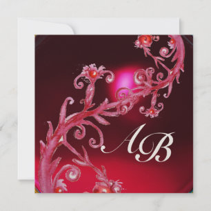 Invitation BAIES MAGIQUES 4, MONOGRAMME bordeaux rouge