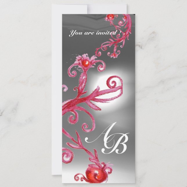 Invitation BAIES MAGIQUES 4, MONOGRAMME cristal rouge blanc (Devant)