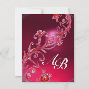 Invitation BAIES MAGIQUES 4, MONOGRAMME glace rubis rouge