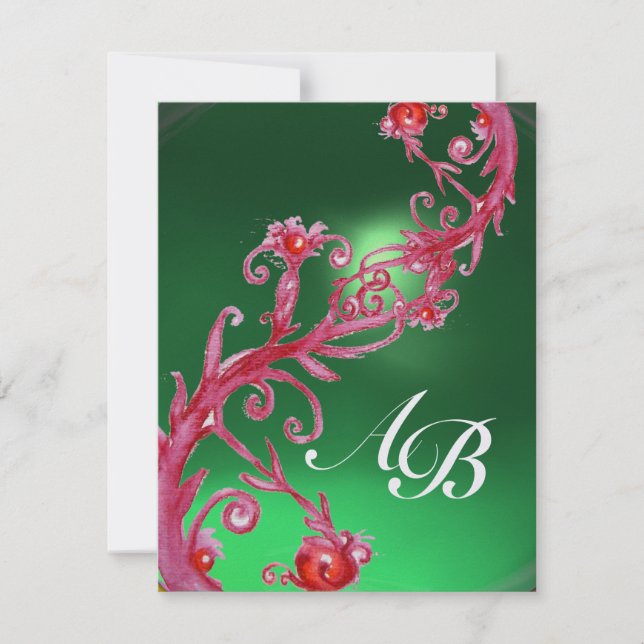 Invitation BAIES MAGIQUES 4, MONOGRAMME jade rouge glace (Devant)