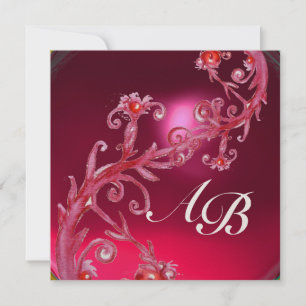 Invitation BAIES MAGIQUES 4, MONOGRAMME or rubis rouge