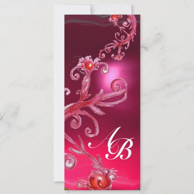 Invitation BAIES MAGIQUES 4, MONOGRAMME or rubis rouge (Devant)