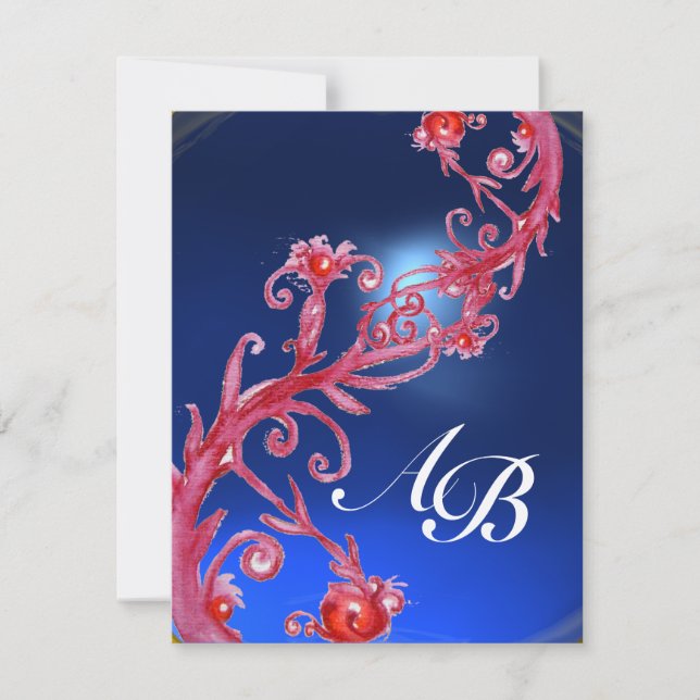 Invitation BAIES MAGIQUES 4, MONOGRAMME rouge saphir or (Devant)