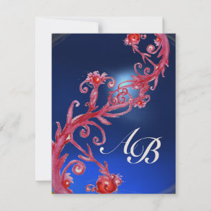 Invitation BAIES MAGIQUES 4, MONOGRAMME rouge saphir or